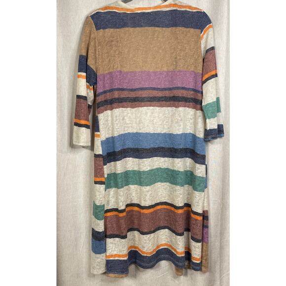 Ginger G Open Front Cardigan Sweater Women's Med Multicolor Stripes Lightweight - Picture 4 of 5